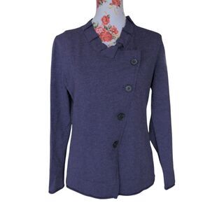 Lafayette 148 New York Sz M Dusty Plum Purple Cardigan Asymmetrical Wool EUC